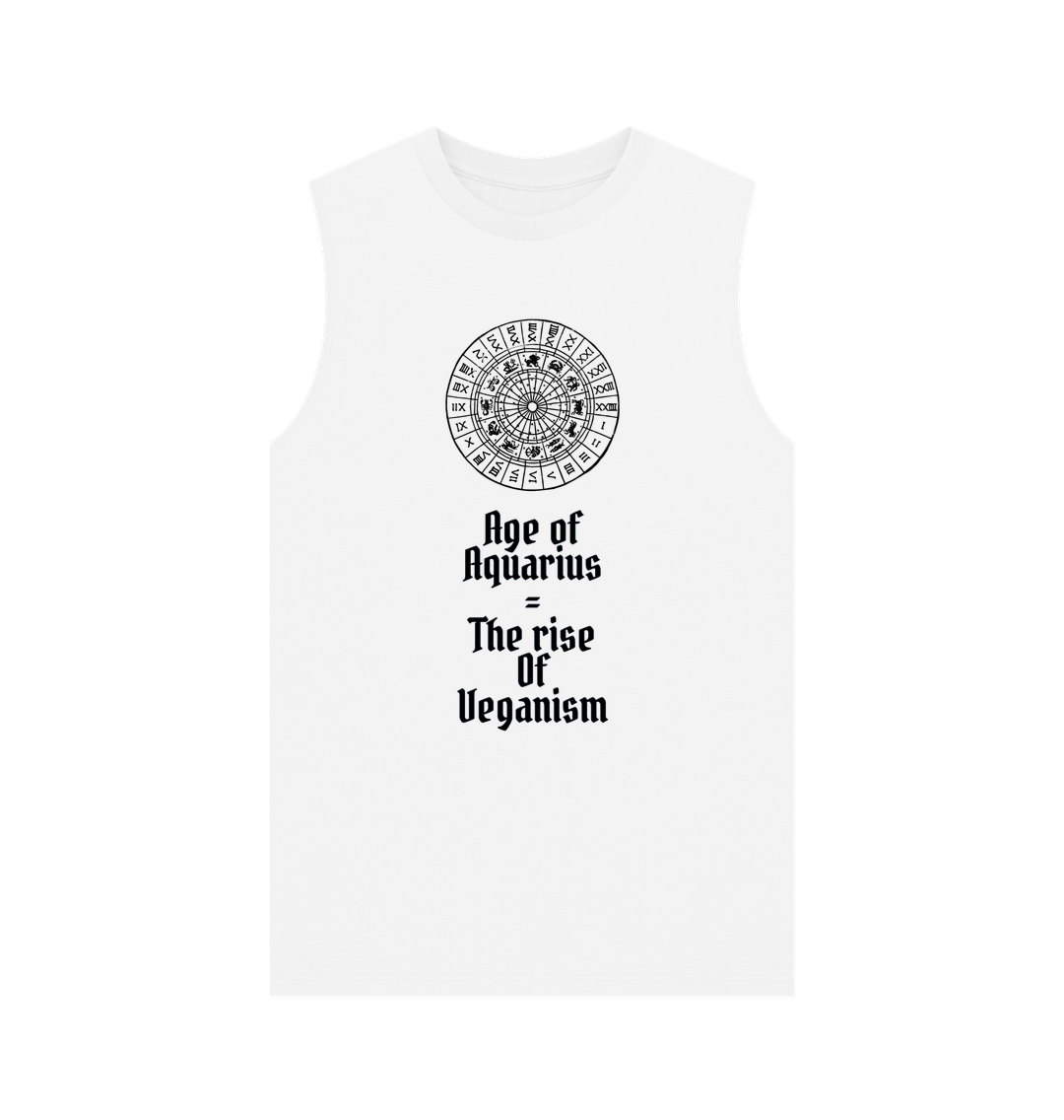 White \u201cAGE OF AQUARIUS\u201d MEN\u2019S TANK TOP WHITE ORGANIC COTTON