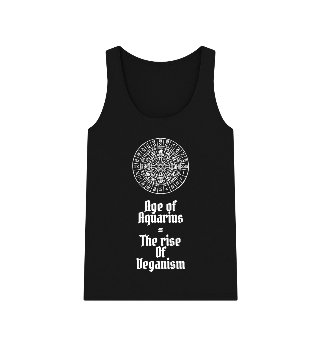 Black \u201cAGE OF AQUARIUS\u201d WOMENS TANK TOP BLACK ORGANIC COTTON