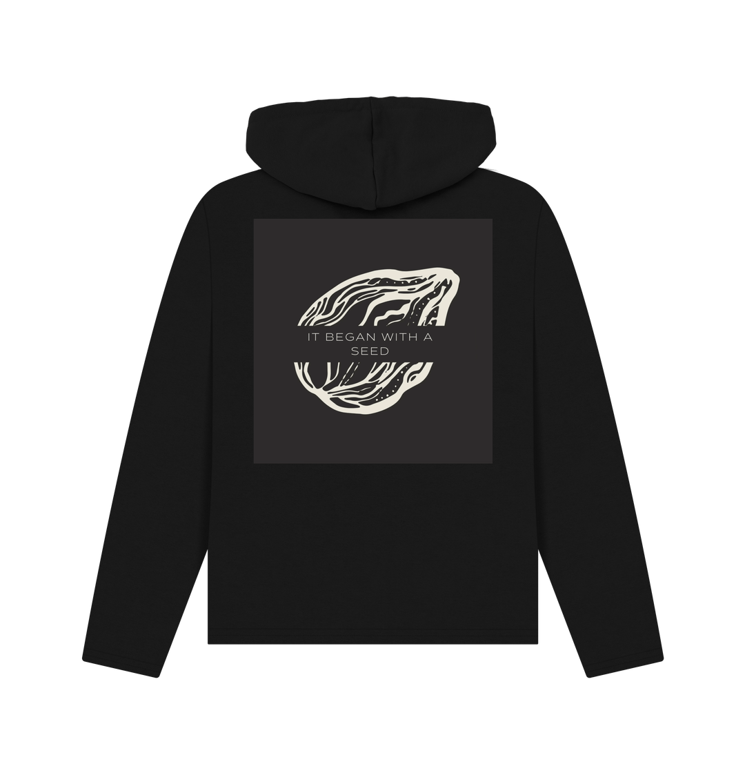“EAT WITH LOVE” WOMEN’S HOODIE BLACK ORGANIC COTTON
