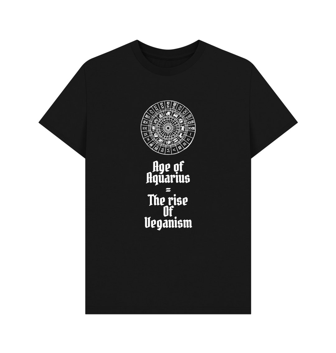Black \u201cAGE OF AQUARIUS\u201d MEN\u2019S T-SHIRT BLACK ORGANIC COTTON