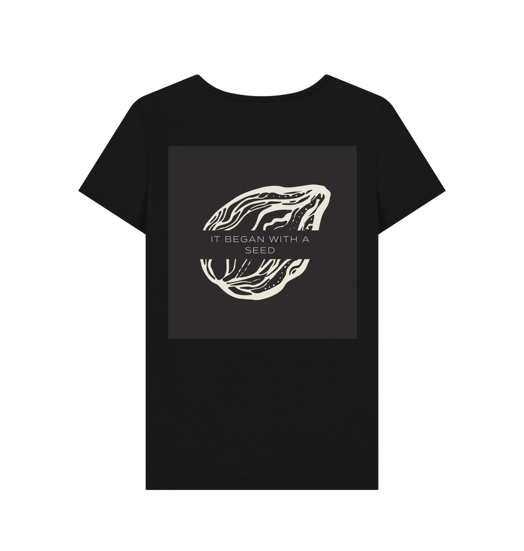 "EAT WITH LOVE" WOMEN'S T-SHIRT BLACK ORGANIC COTTON