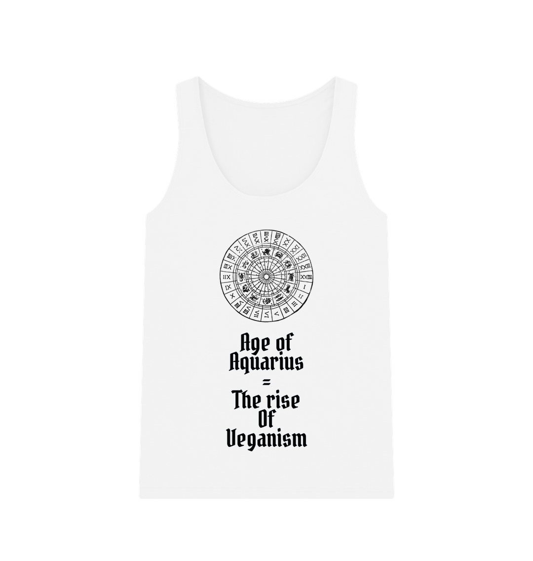 White \u201cAGE OF AQUARIUS\u201d WOMEN\u2019S TANK TOP WHITE ORGANIC COTTON