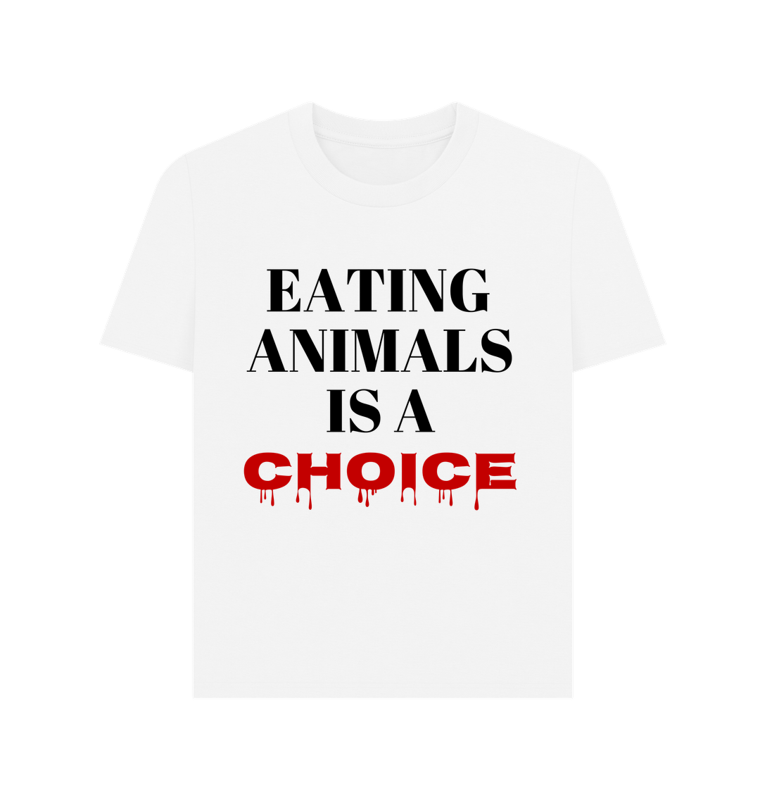 White EATING ANIMALS IS A CHOICE WOMEN'S T-SHIRT
