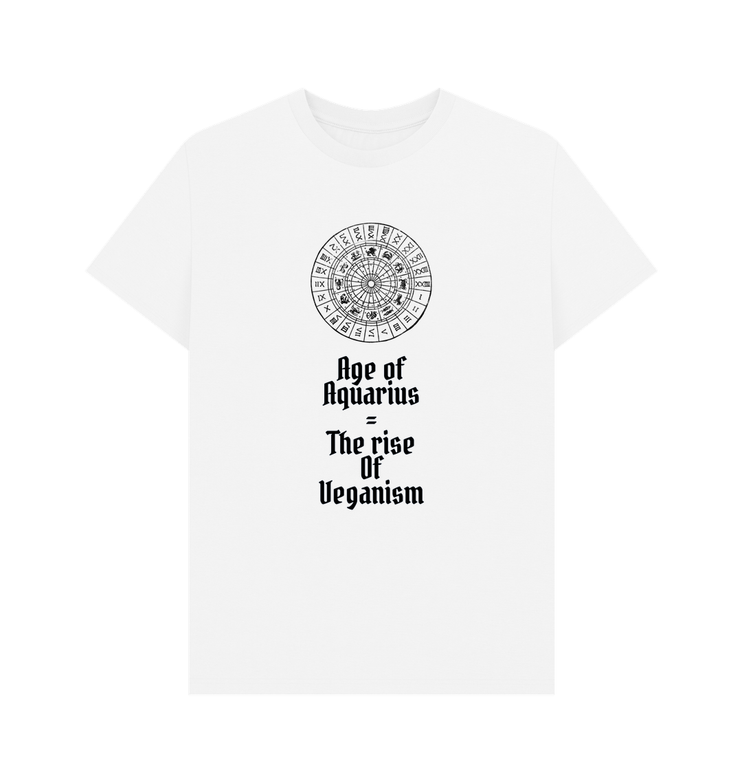 White \u201cAGE OF AQUARIUS\u201d MEN\u2019S T-SHIRT WHITE ORGANIC COTTON
