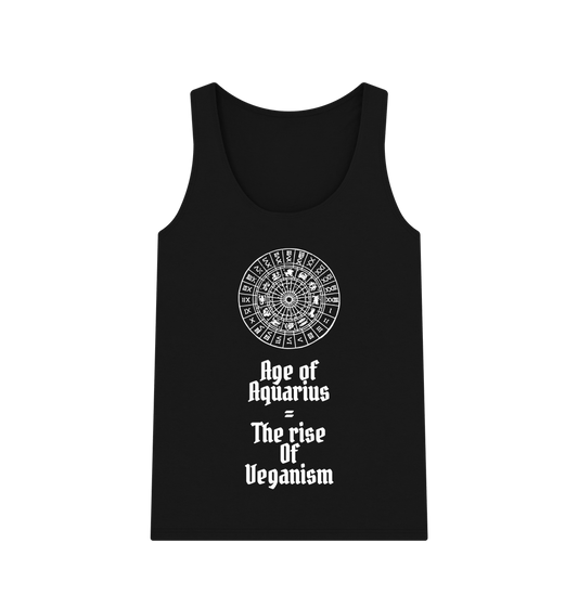 Black \u201cAGE OF AQUARIUS\u201d WOMENS TANK TOP BLACK ORGANIC COTTON