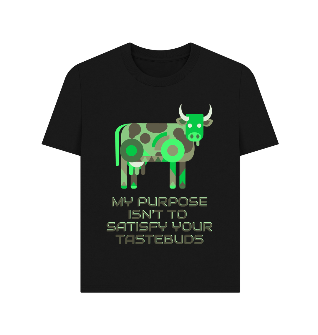 Black \"A COW'S PURPOSE\" WOMEN'S T-SHIRT BLACK