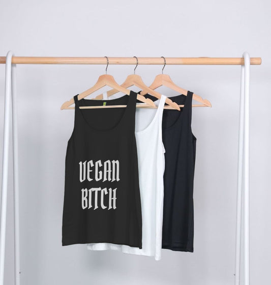 “VEGAN BITCH” WOMEN’S TANK TOP BLACK ORGANIC COTTON
