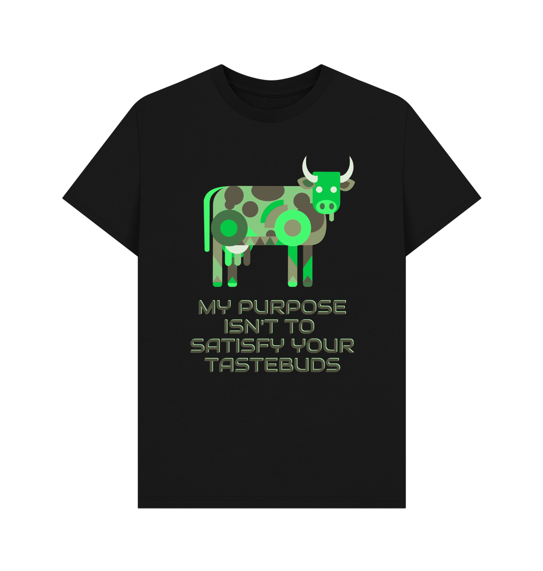 Black \"A COW'S PURPOSE\" MEN'S T-SHIRT BLACK