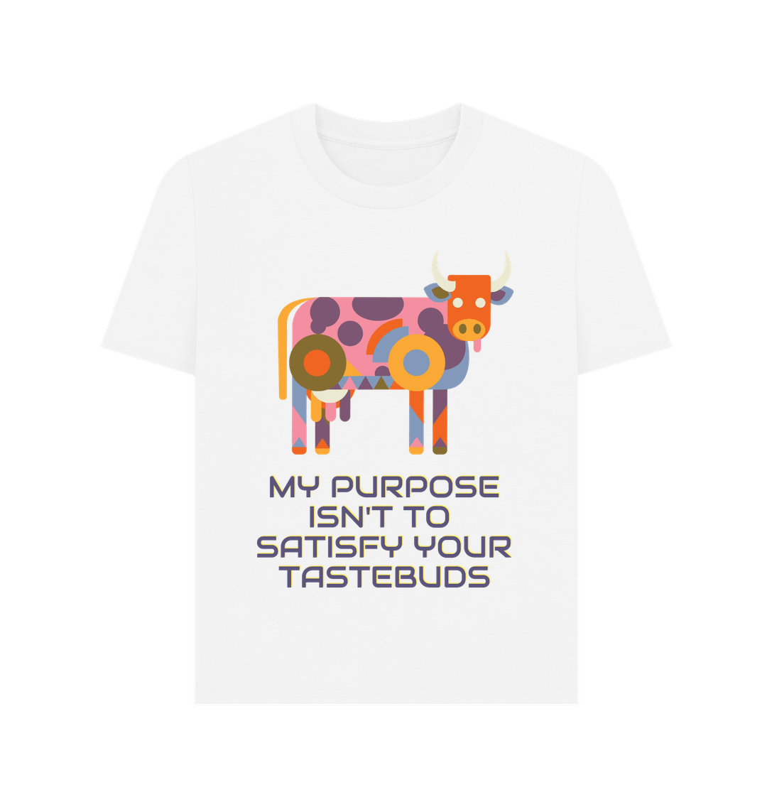 White \"A COW'S PURPOSE\" WOMEN'S T-SHIRT WHITE