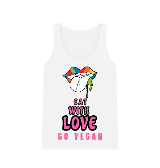 White \"EAT WITH LOVE\" WOMEN'S TANK TOP WHITE ORGANIC COTTON