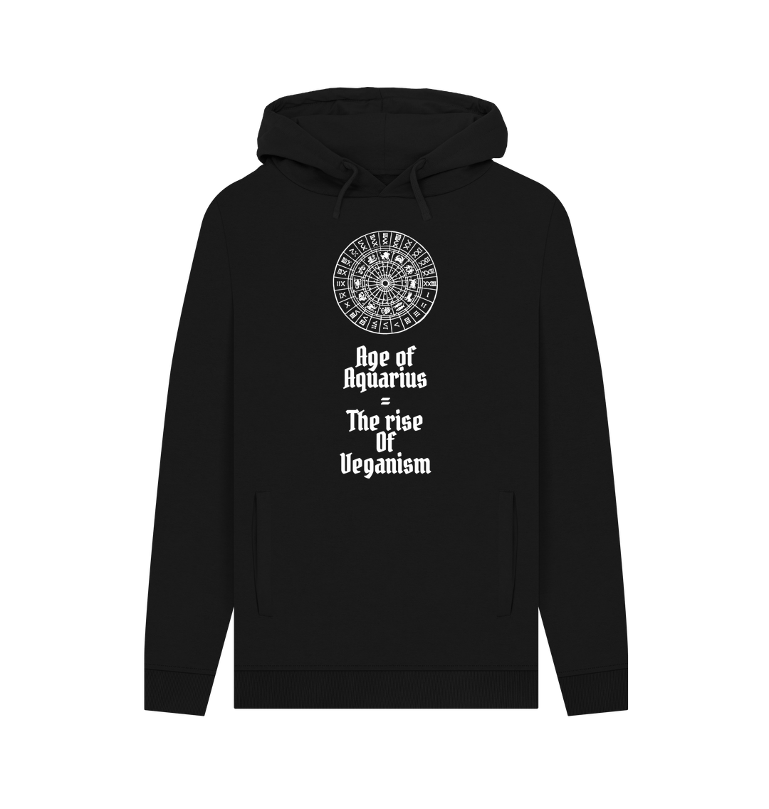 Black \"AGE OF AQUARIUS\" MEN'S HOODIE ORGANIC COTTON