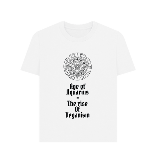 White \u201cAGE OF AQUARIUS\u201d WOMEN\u2019S T-SHIRT WHITE ORGANIC COTTON