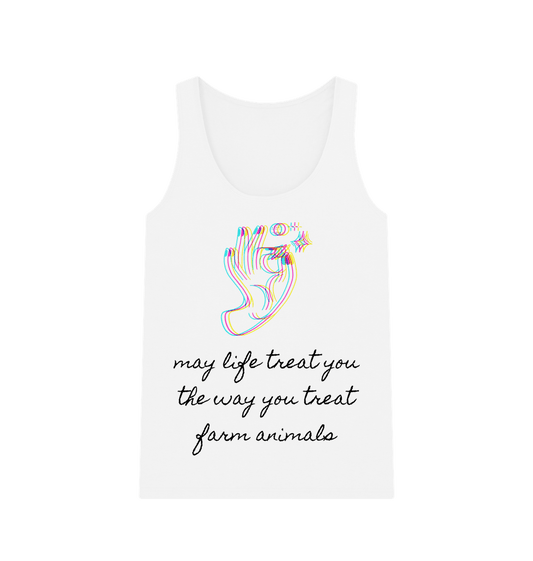 White \"WHAT GOES AROUND\" WOMEN'S TANK TOP WHITE ORGANIC COTTON