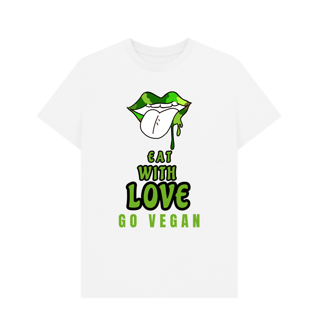 White \"EAT WITH LOVE\" MEN'S T-SHIRT WHITE ORGANIC COTTON