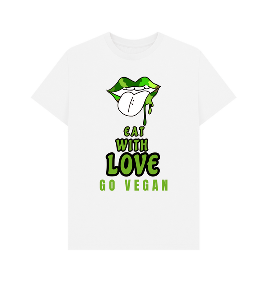 White \"EAT WITH LOVE\" MEN'S T-SHIRT WHITE ORGANIC COTTON