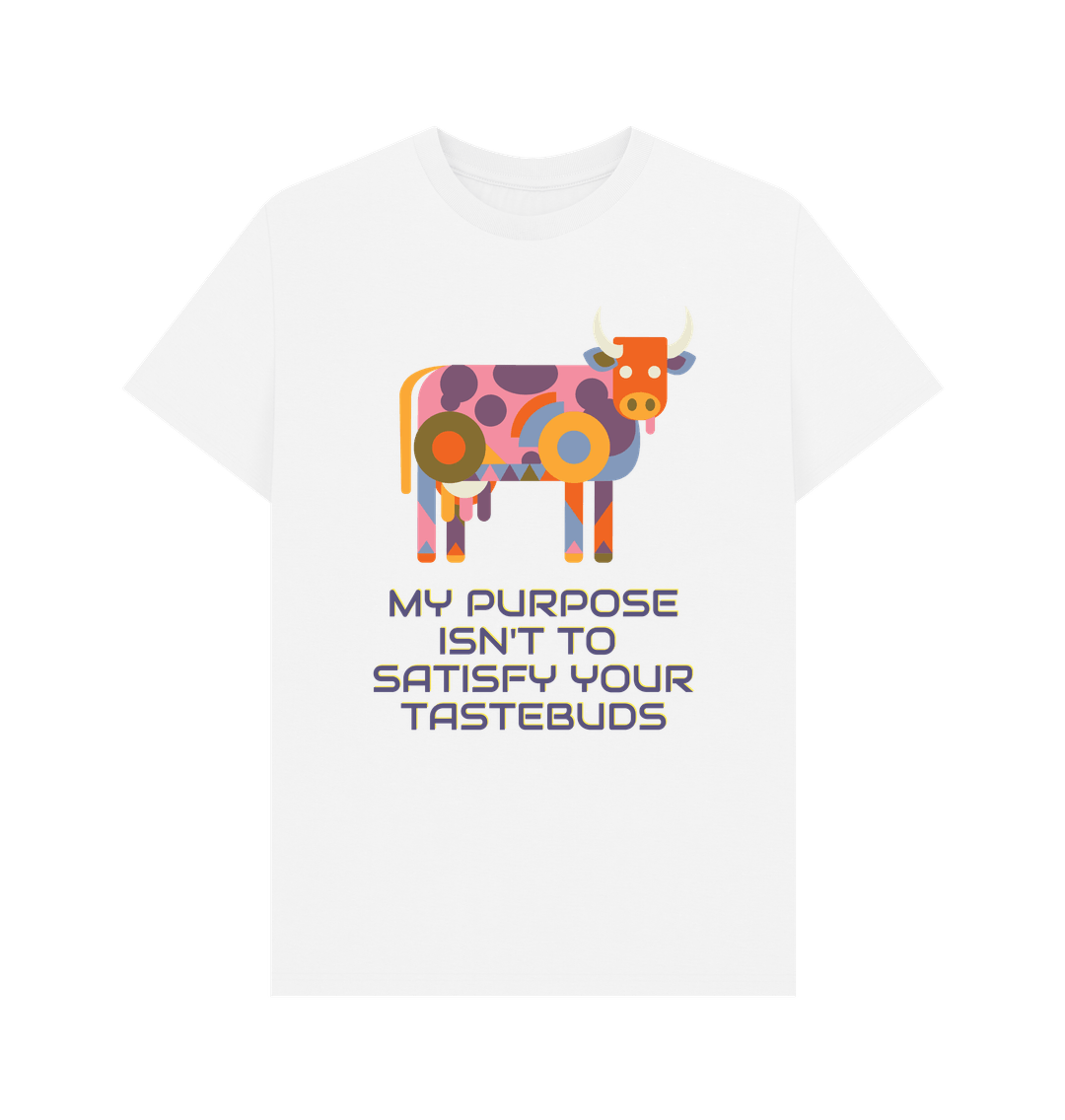 White \"A COW'S PURPOSE\" MEN'S T-SHIRT