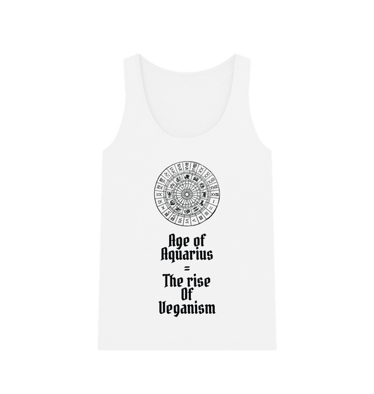 White \u201cAGE OF AQUARIUS\u201d WOMEN\u2019S TANK TOP WHITE ORGANIC COTTON