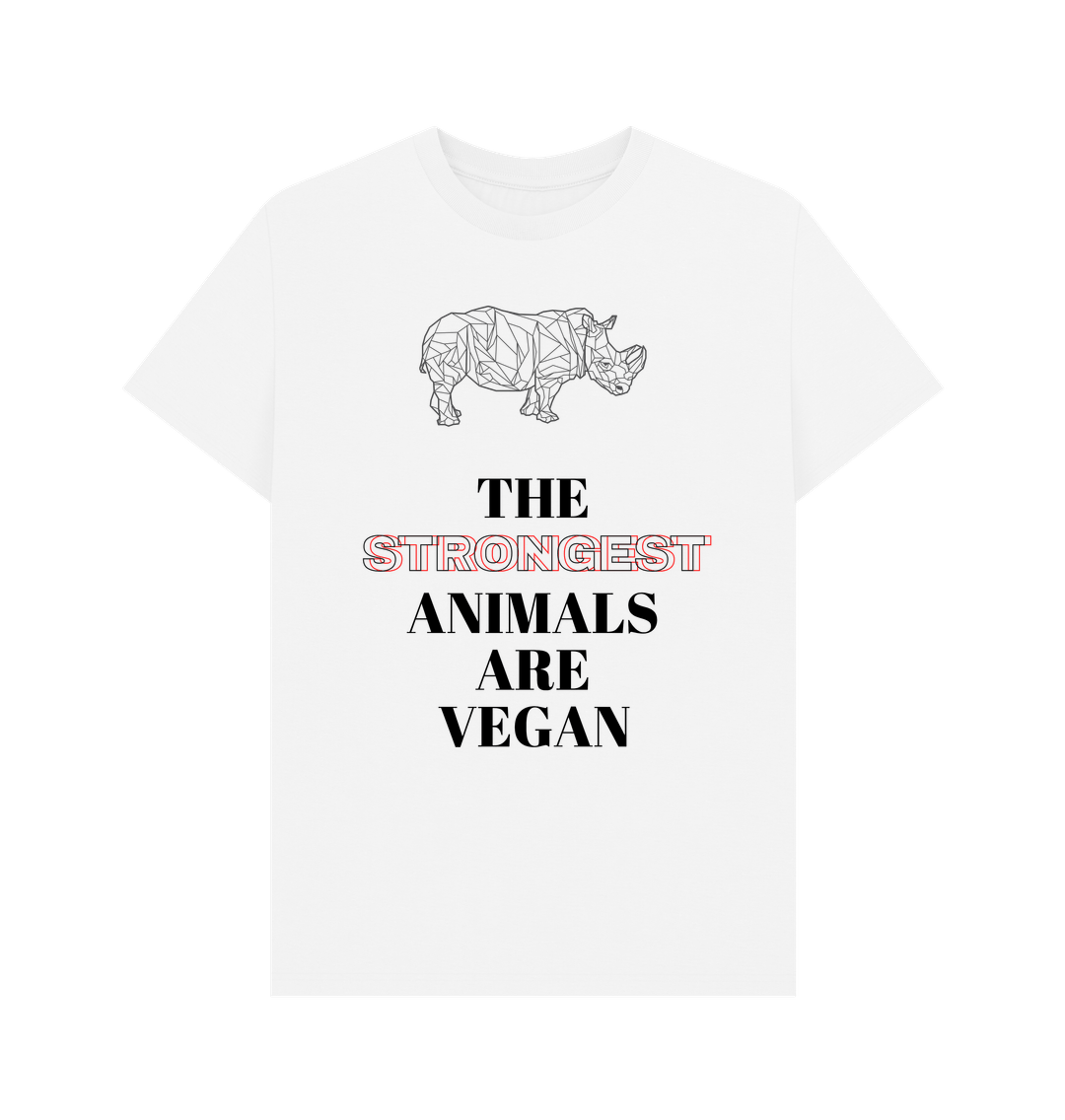 White \"THE STRONGEST ANIMALS\" MEN'S T-SHIRT WHITE ORGANIC COTTON