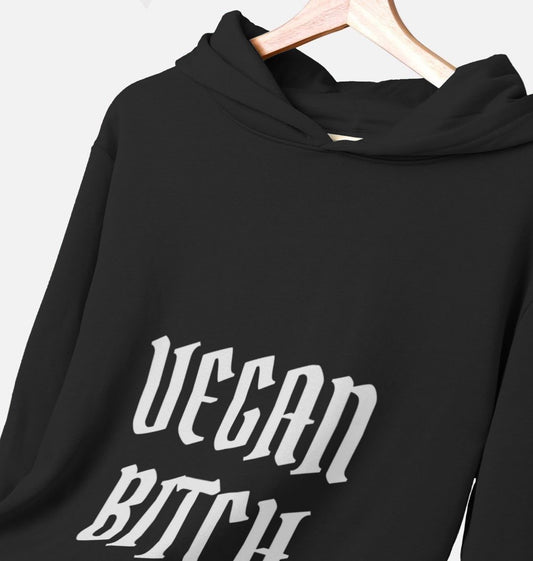 “VEGAN BITCH” WOMEN’S HOODIE BLACK ORGANIC COTTON