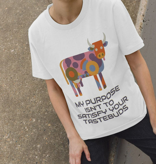 "A COW'S PURPOSE" WOMEN'S T-SHIRT WHITE